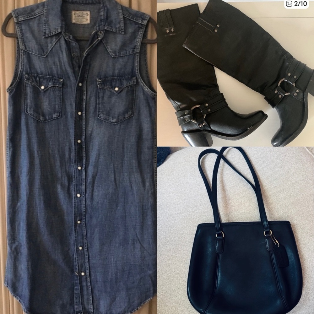 Polo by Ralph Lauren Sleeveless Denim Shirt Dress - Blue